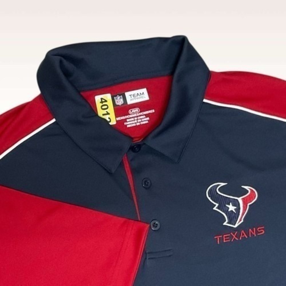NWT NFL Team Apparel Red/Blue Houston Texans Front Logo Polo Shirt Men L China